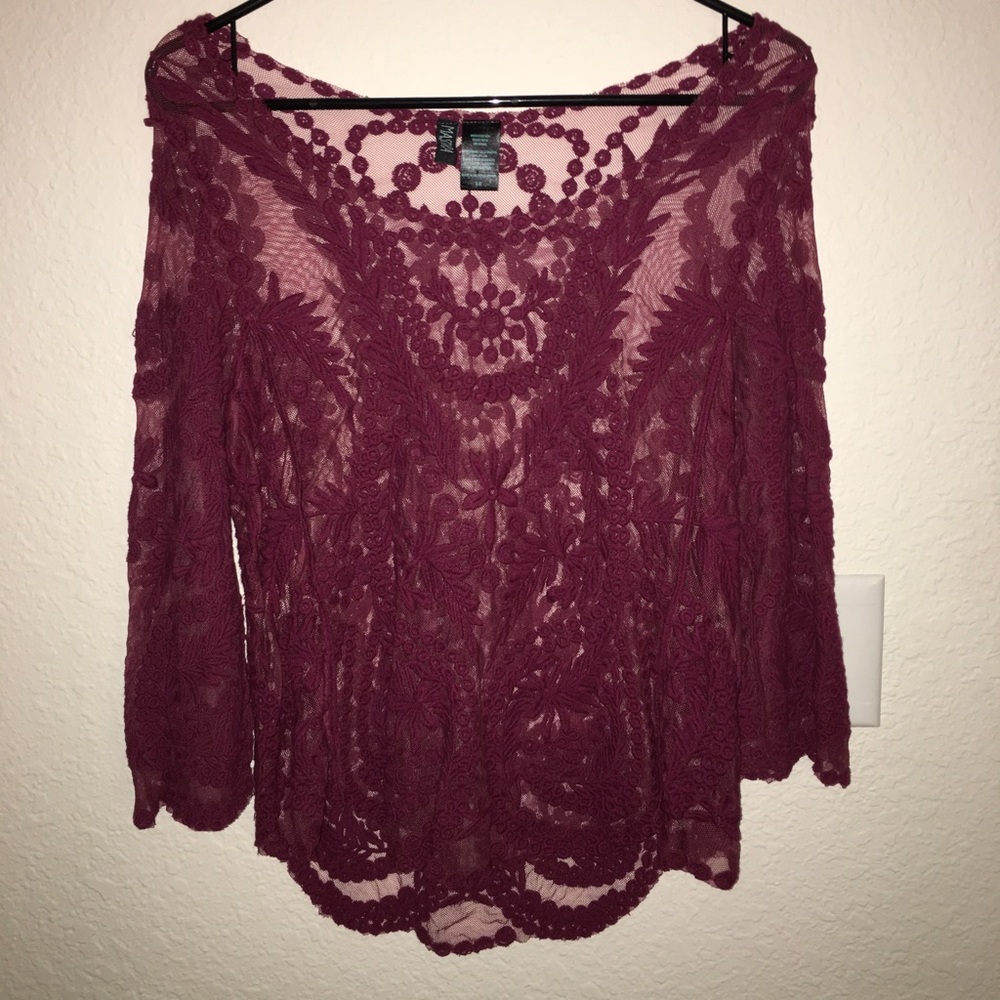 Burgundy Lace Top